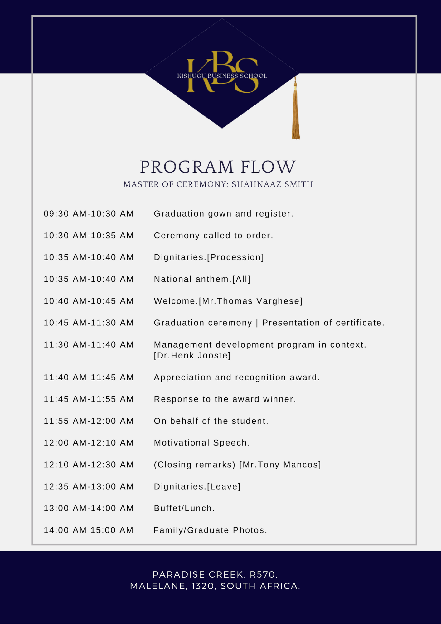 KBS Graduation Program. Phepha Securi KBS Graduation Program. Phepha Securi